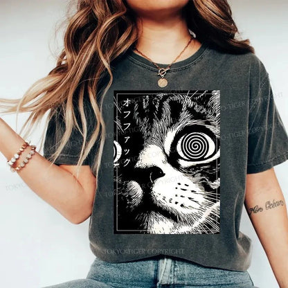 Tokyo-Tiger Scary Cat Japan Washed T-Shirt