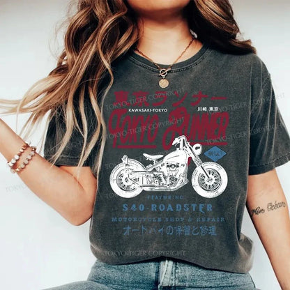 Tokyo-Tiger Motorcycle Japanese Washed T-Shirt