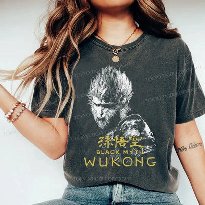 Tokyo-Tiger Retro Wukong Washed T-Shirt