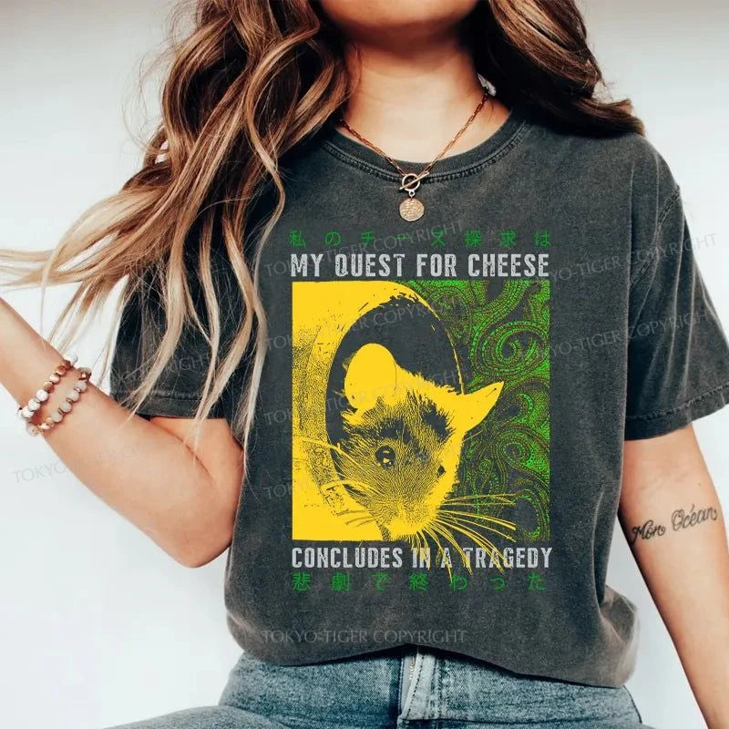 Tokyo-Tiger Mouse Has A Passion For Cheese Washed T-Shirt