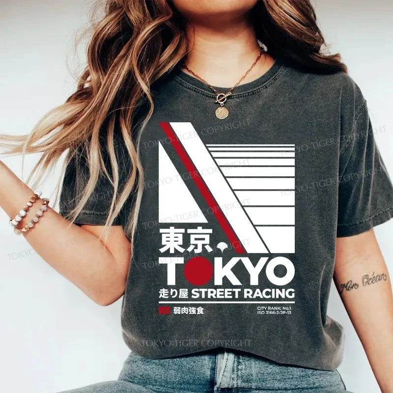 Tokyo-Tiger Tokyo Street Racing Washed T-Shirt