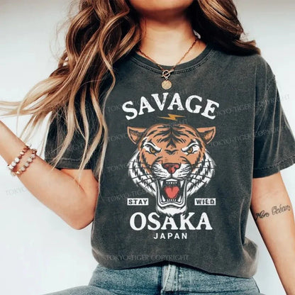 Tokyo-Tiger Savage Osaka Japan Washed T-Shirt