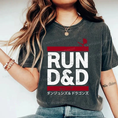 Tokyo-Tiger Run D&D Game Japanese Washed T-Shirt