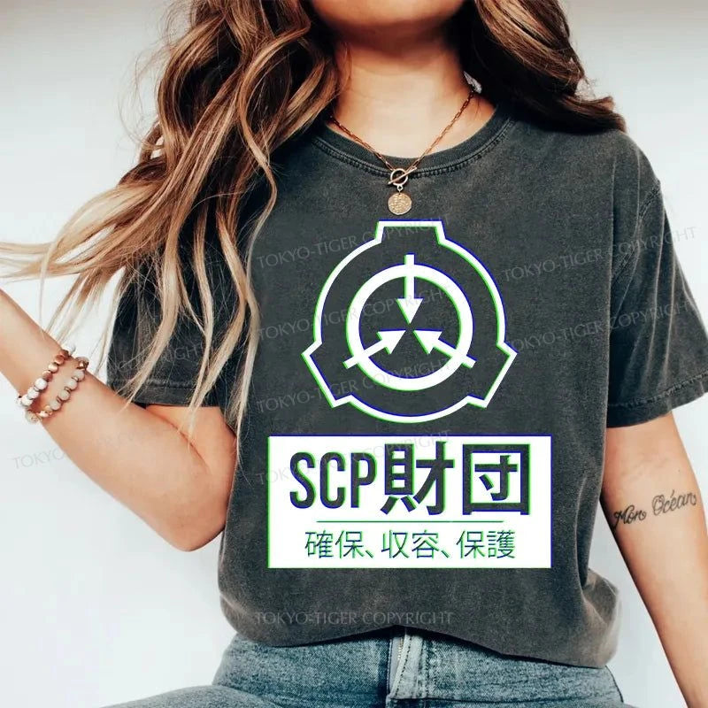 Tokyo-Tiger SCP Foundation Logo Washed T-Shirt