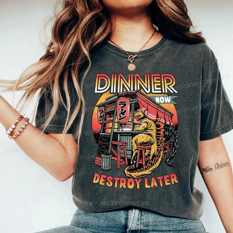 Tokyo-Tiger Dinner Now Destroy Later Washed T-Shirt