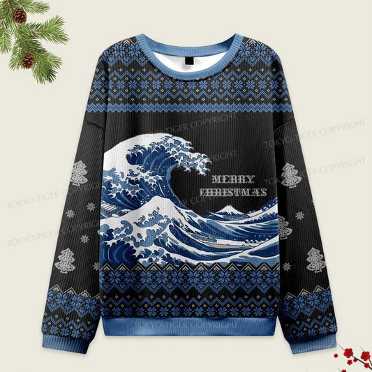 Tokyo-Tiger The Great Wave Japanese Christmas Ugly Sweater