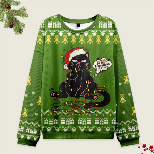 Tokyo-Tiger Naughty Black Cat Christmas Ugly Sweater