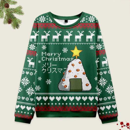 Tokyo-Tiger Rice Ball Japanese Green Christmas Ugly Sweater