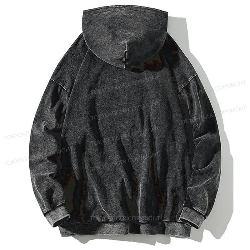 Tokyo-Tiger Skeleton Life is Fu Washed Hoodie